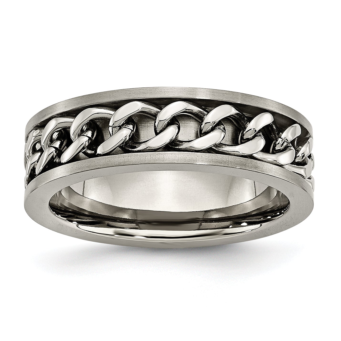 Titanium Brushed 7mm Chain Inlay Band Main image