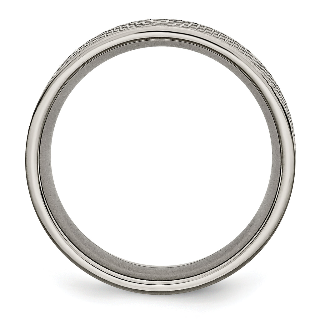 Brushed Patterned Wedding Band in Titanium, 8mm