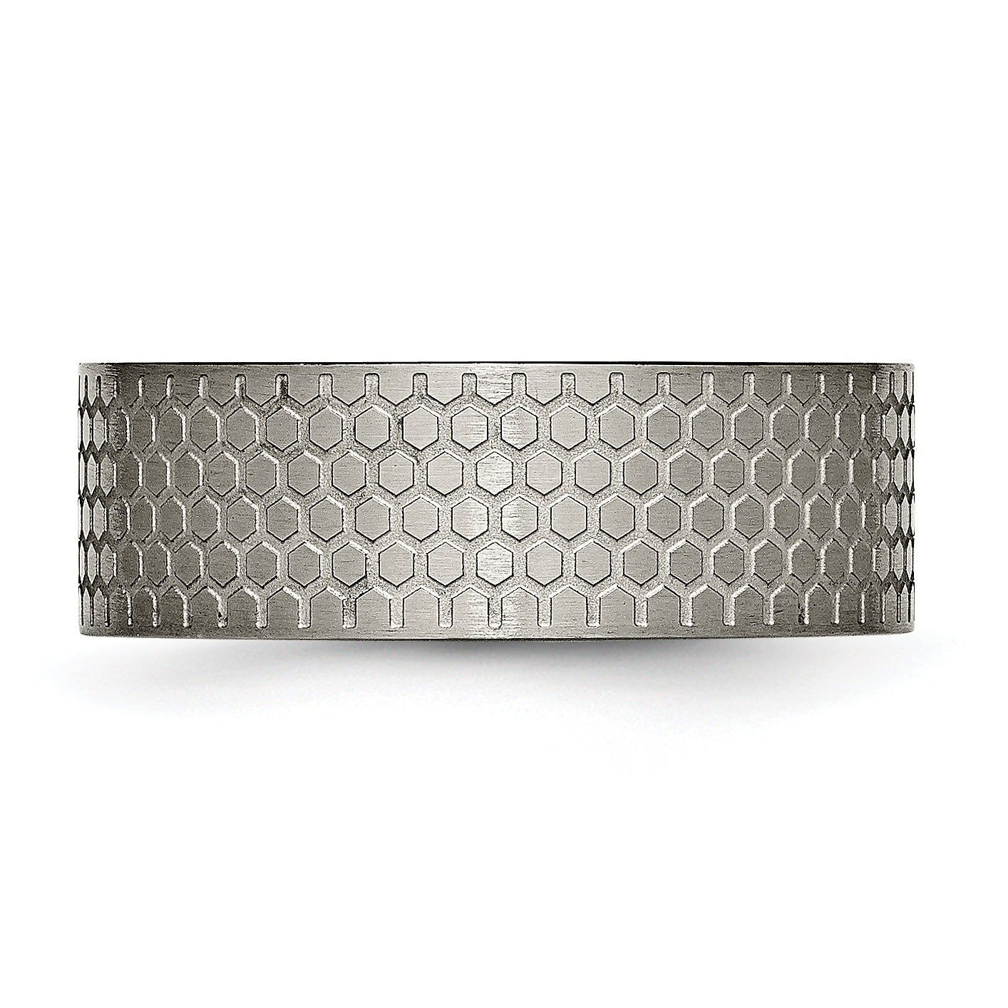Brushed Patterned Wedding Band in Titanium, 8mm