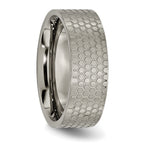 Brushed Patterned Wedding Band in Titanium, 8mm