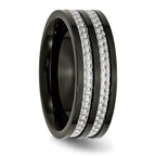 Carbon Fiber Inlay Wedding Band in Black Titanium, 8mm