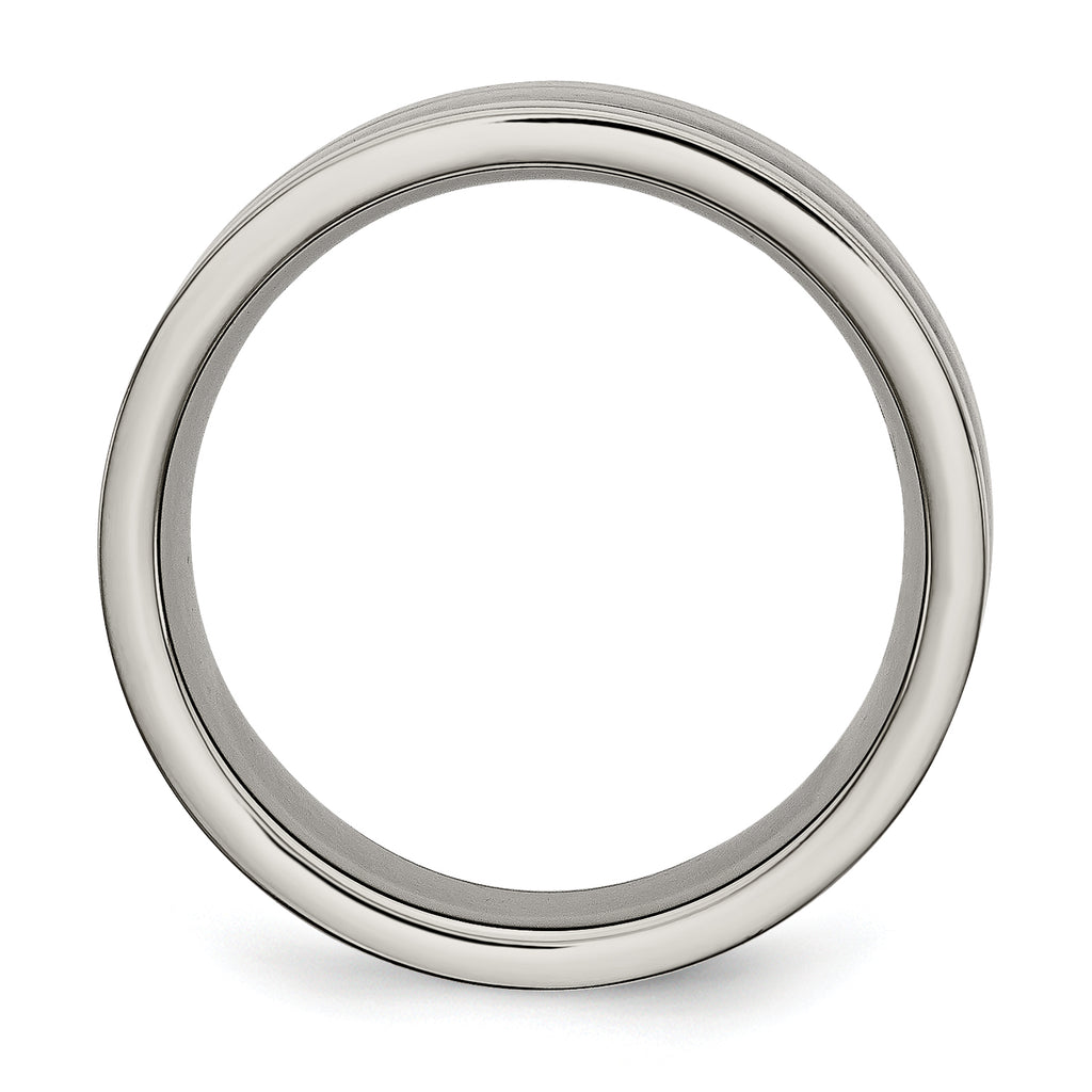 Carbon Fiber Inlay Wedding Band in Titanium, 8mm