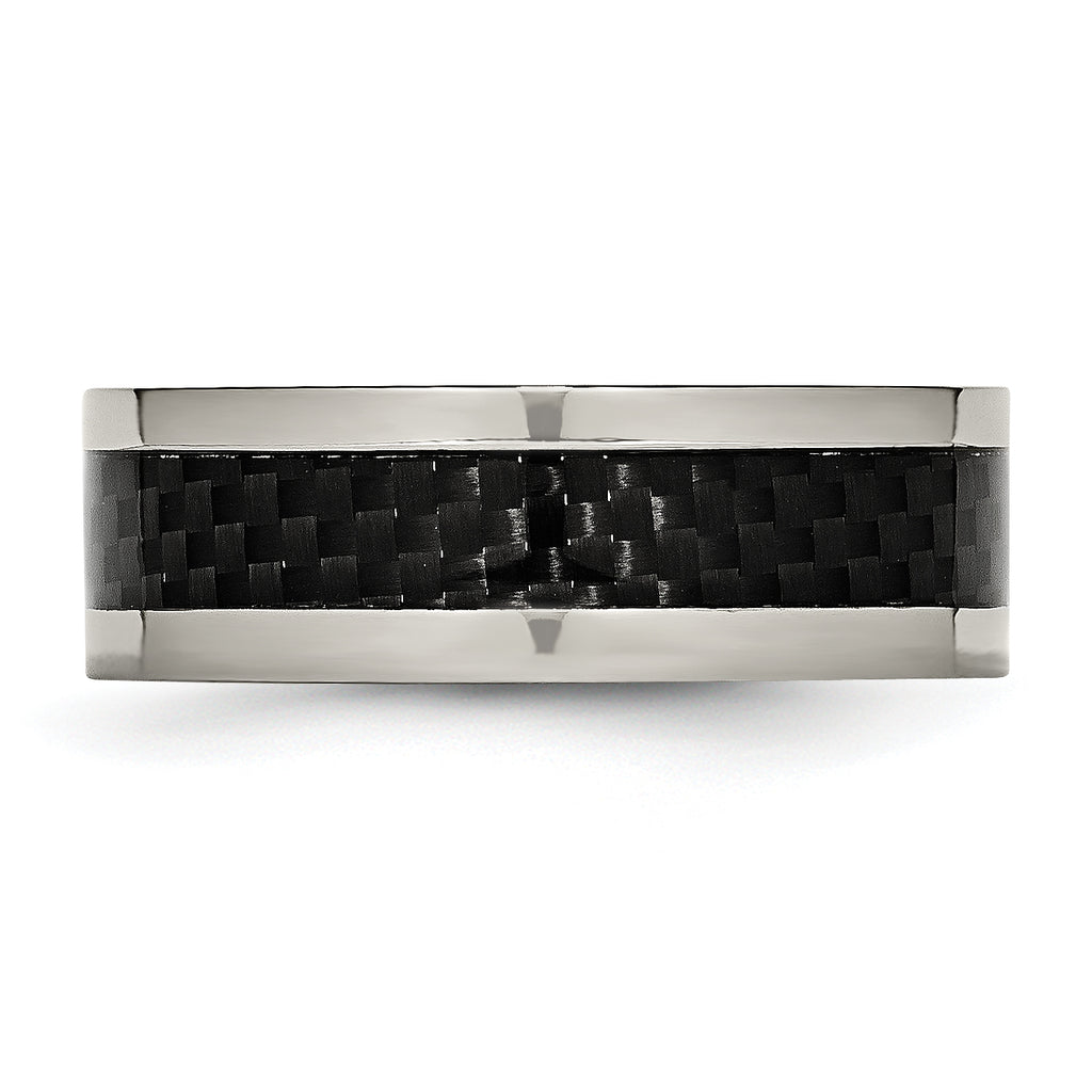 Carbon Fiber Inlay Wedding Band in Titanium, 8mm