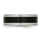 Carbon Fiber Inlay Wedding Band in Titanium, 8mm