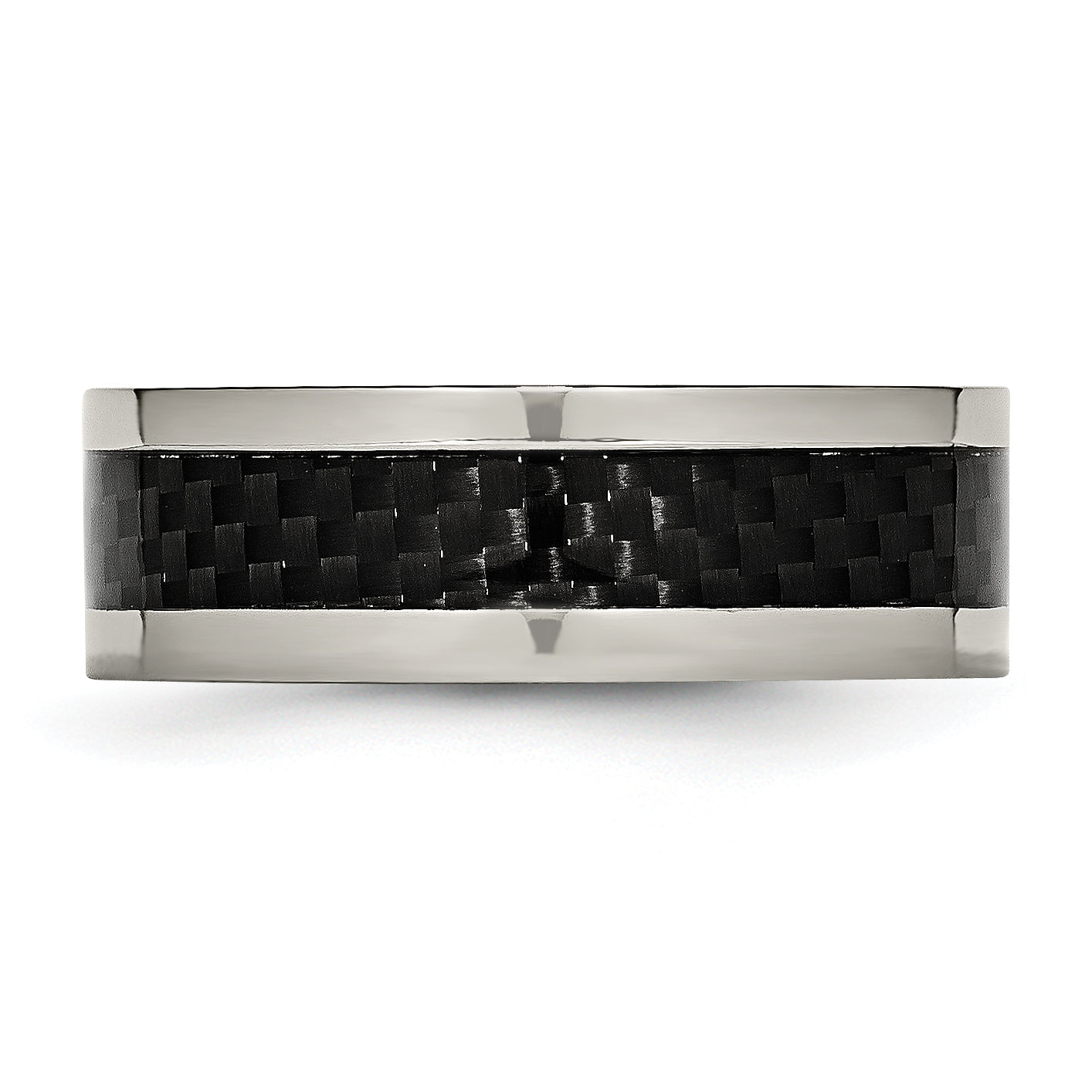 Carbon Fiber Inlay Wedding Band in Titanium, 8mm