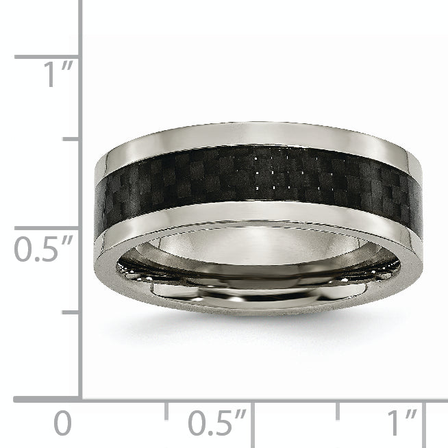 Carbon Fiber Inlay Wedding Band in Titanium, 8mm