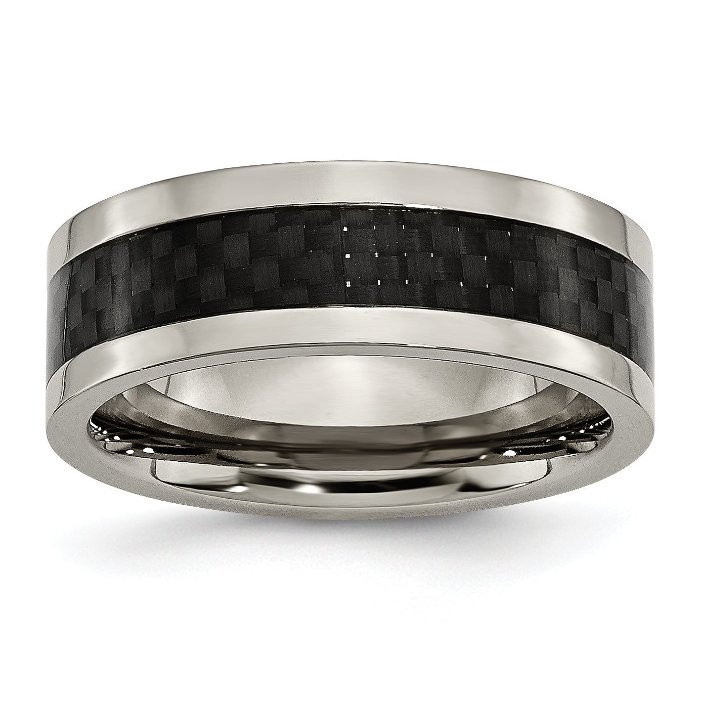 Titanium Polished with Black Carbon Fiber Inlay 8mm Band Main image