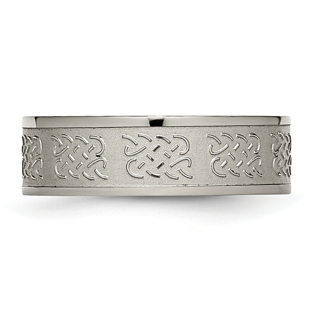 Fancy Design Wedding Band in Titanium, 7mm