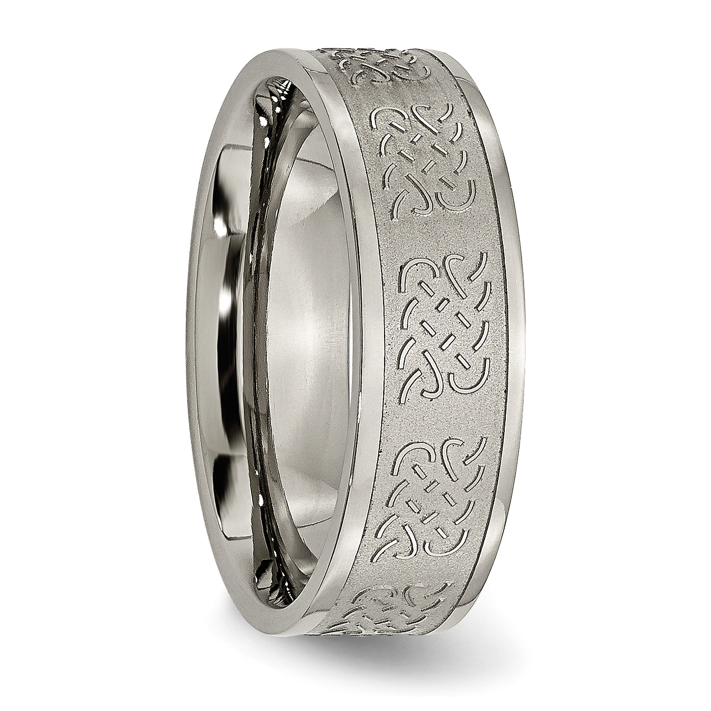 Titanium Satin Finish Unisex Wedding Band with Engravable Elegant Design