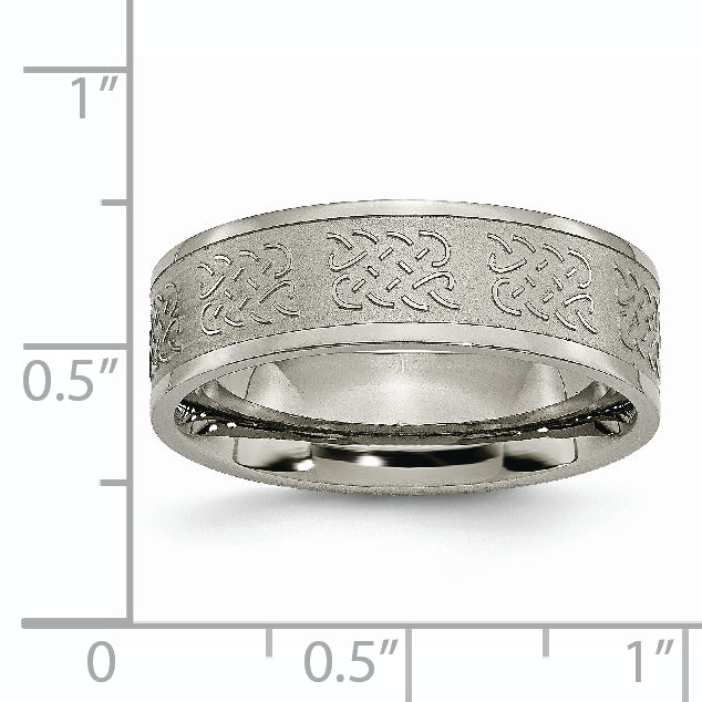 Fancy Design Wedding Band in Titanium, 7mm