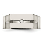 Titanium Wedding Band with White Diamond Polished Finish Unisex