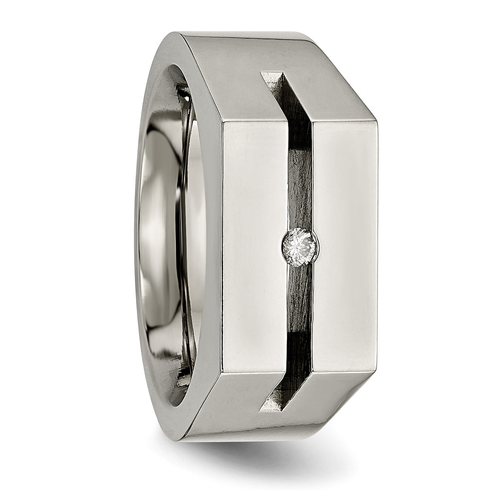 Titanium Wedding Band with White Diamond Polished Finish Unisex