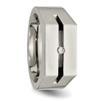 Titanium Wedding Band with White Diamond Polished Finish Unisex