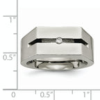 Titanium Wedding Band with White Diamond Polished Finish Unisex