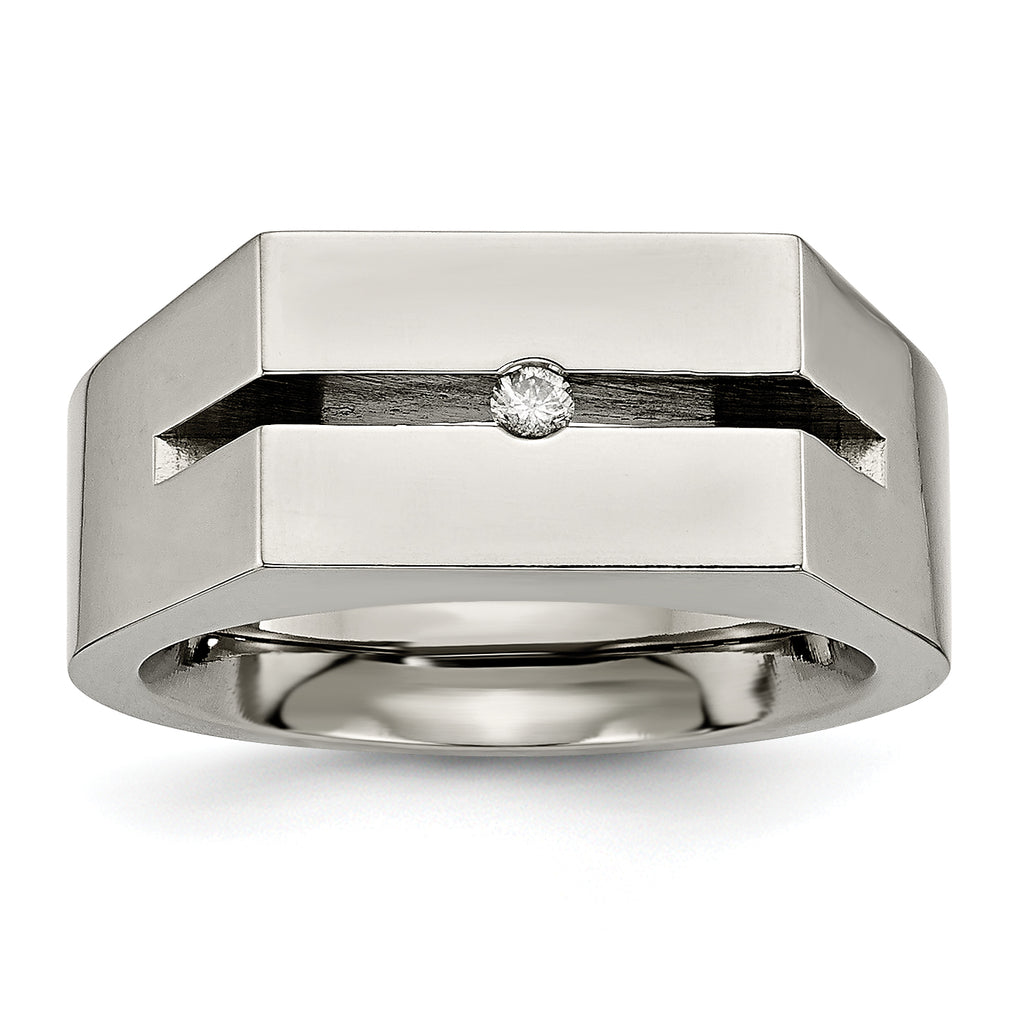 Titanium with Diamond Polished Band