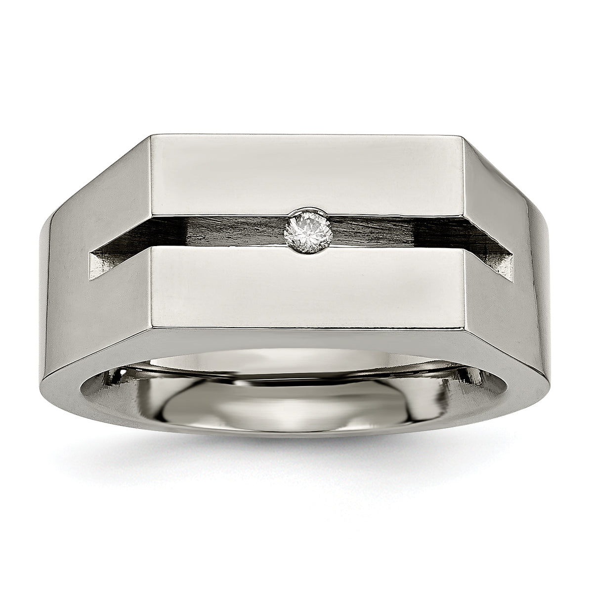 Titanium with Diamond Polished Band