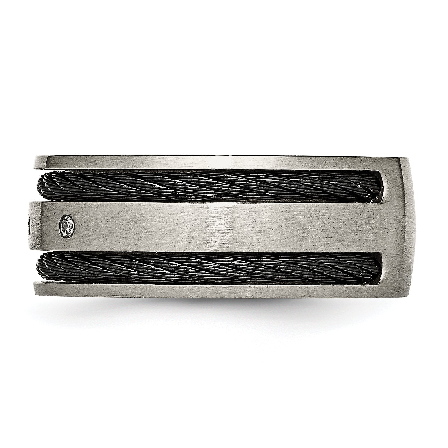 Titanium Wedding Band with Black IP-Plating and Diamonds
