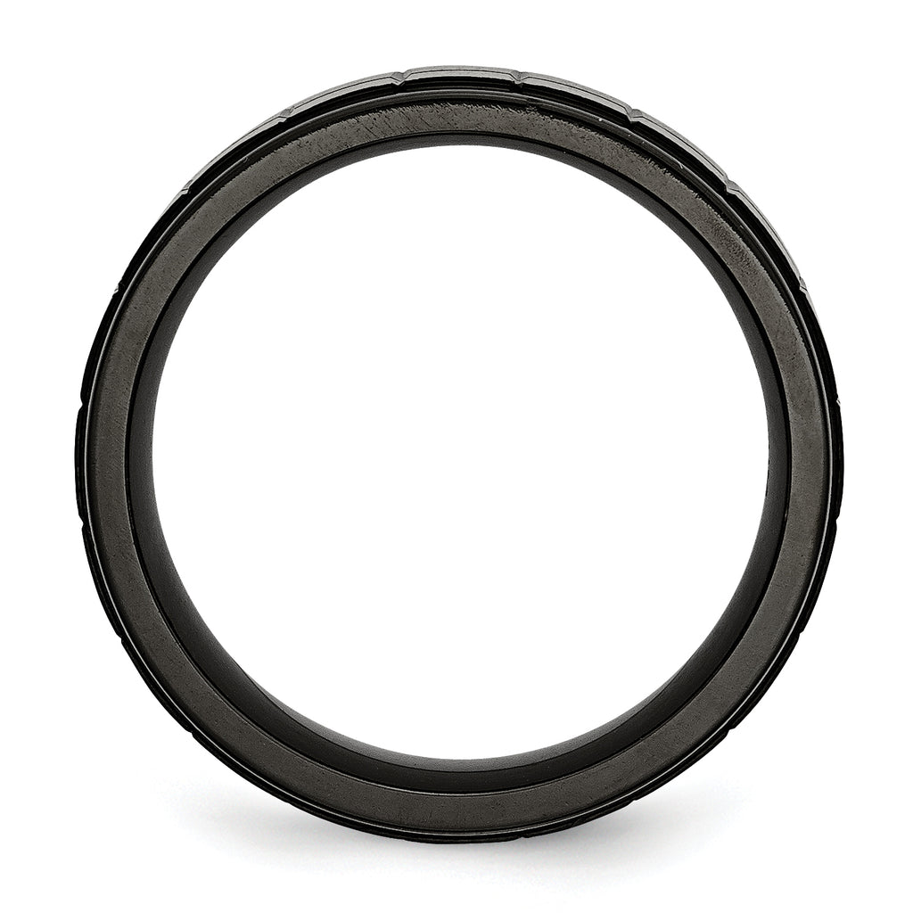 Brushed Wedding Band in Titanium with Black IP Center, 9mm