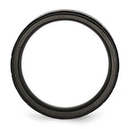 Brushed Wedding Band in Titanium with Black IP Center, 9mm