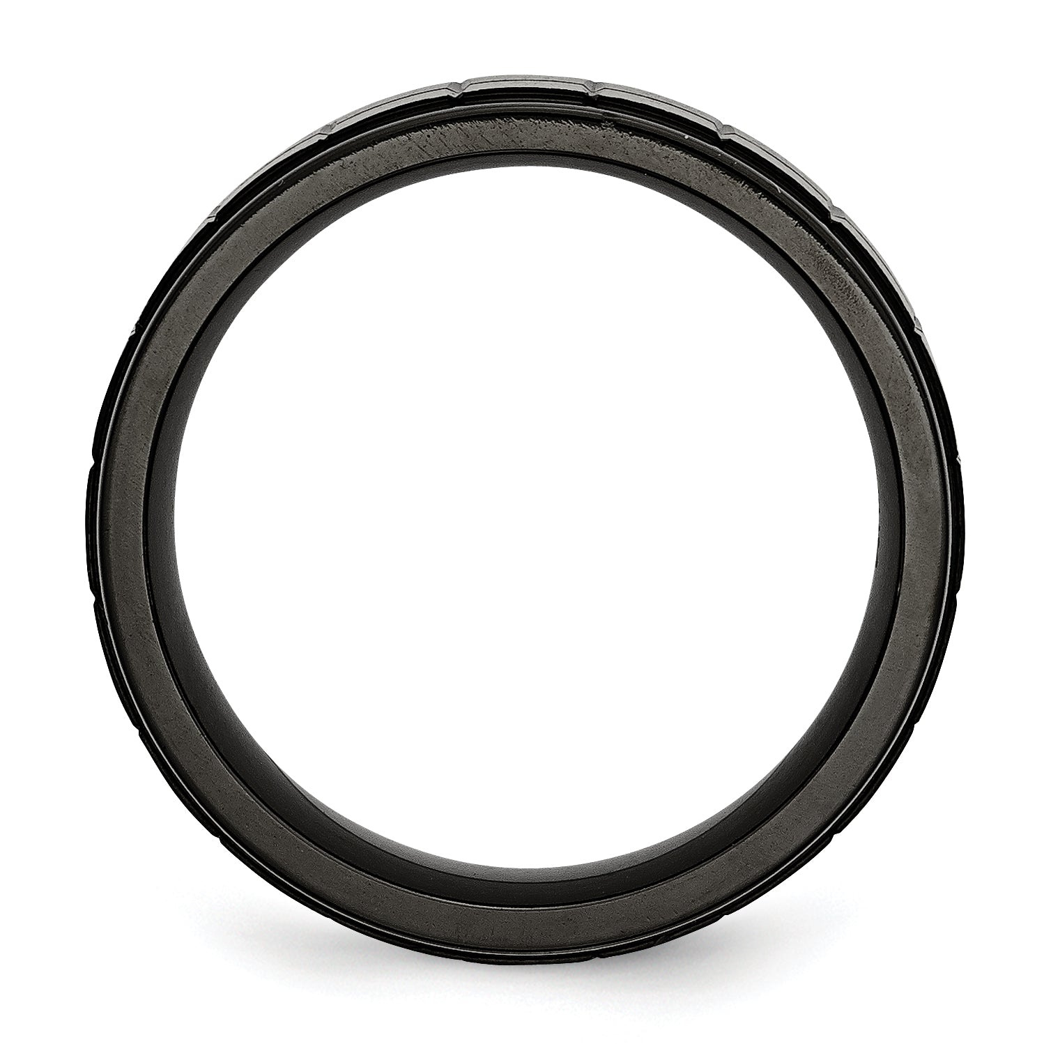 Brushed Wedding Band in Titanium with Black IP Center, 9mm