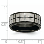 Brushed Wedding Band in Titanium with Black IP Center, 9mm