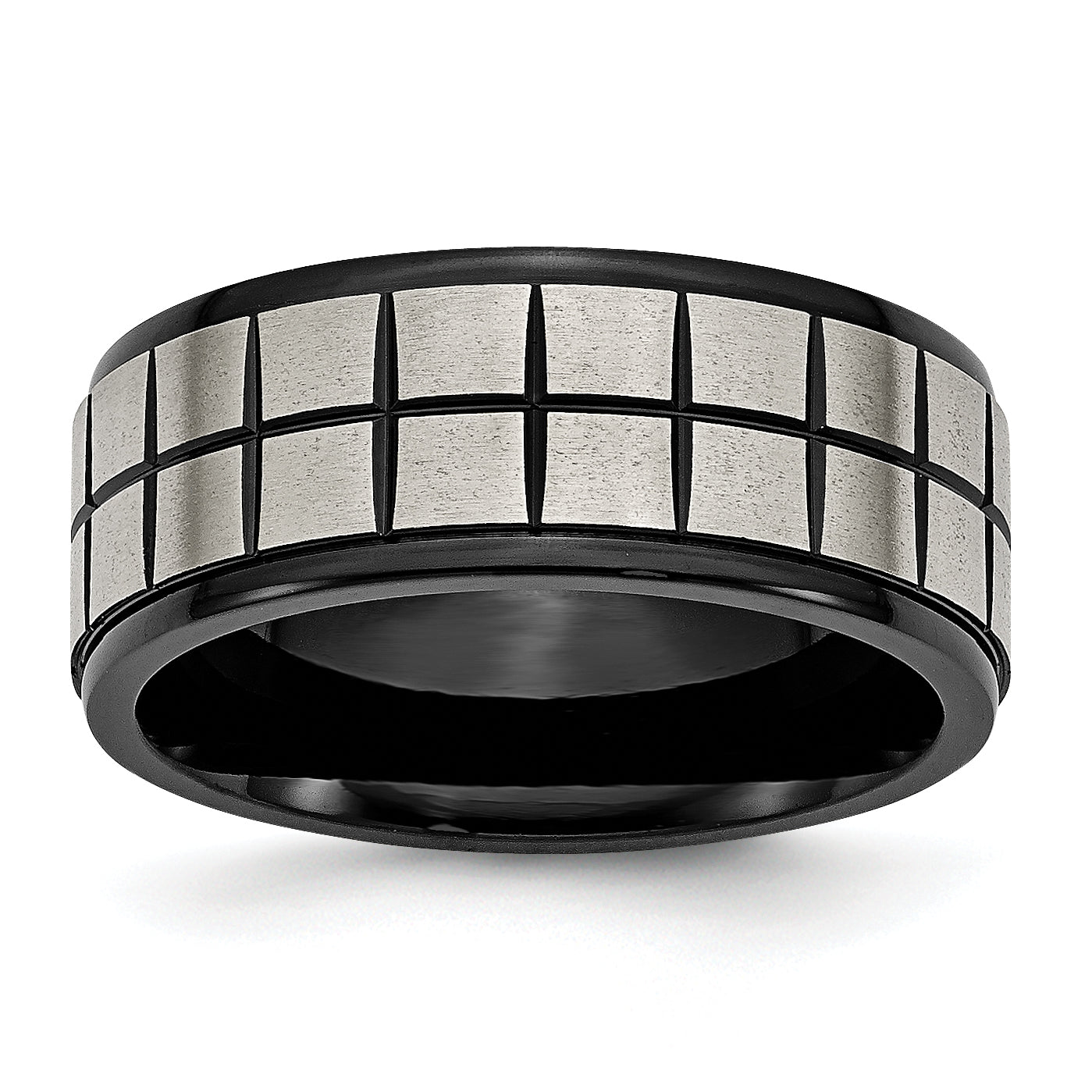 Titanium Brushed Center Black IP-plated 9mm Band Main image