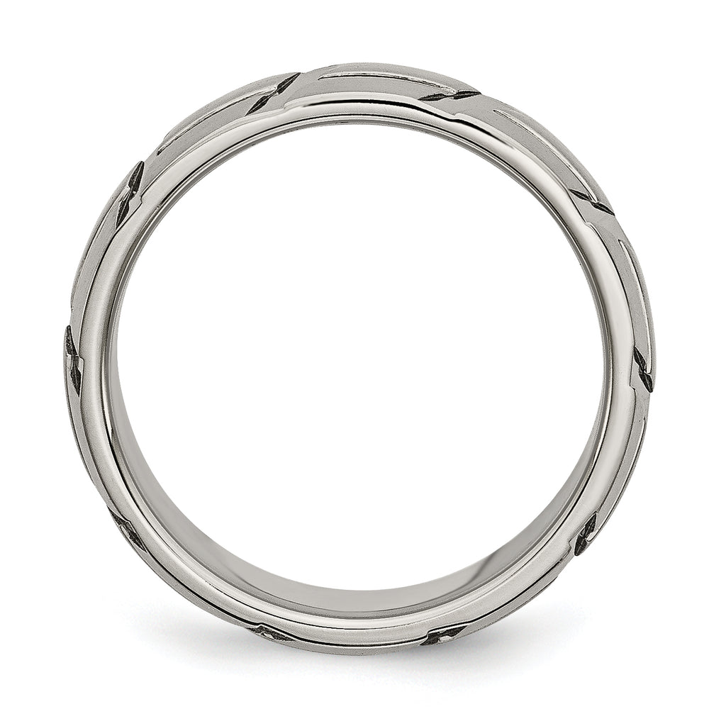 Brushed & Polished Wedding Band in Titanium, 8mm