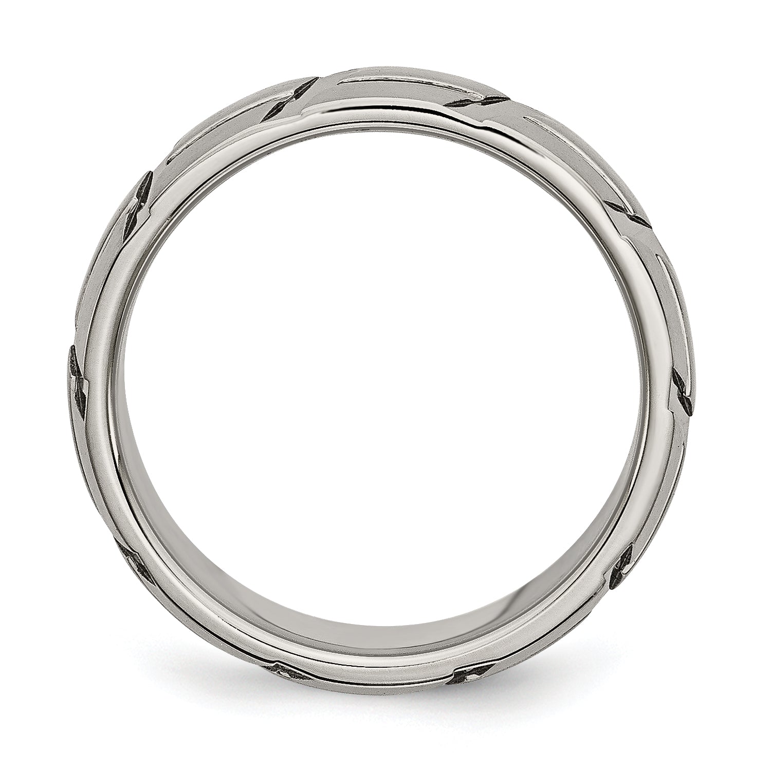 Brushed & Polished Wedding Band in Titanium, 8mm