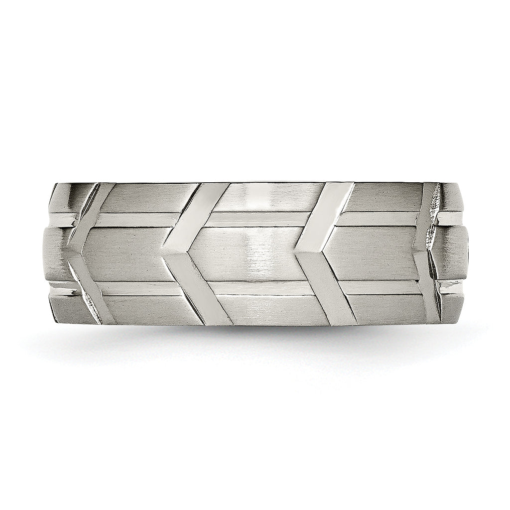 Brushed & Polished Wedding Band in Titanium, 8mm