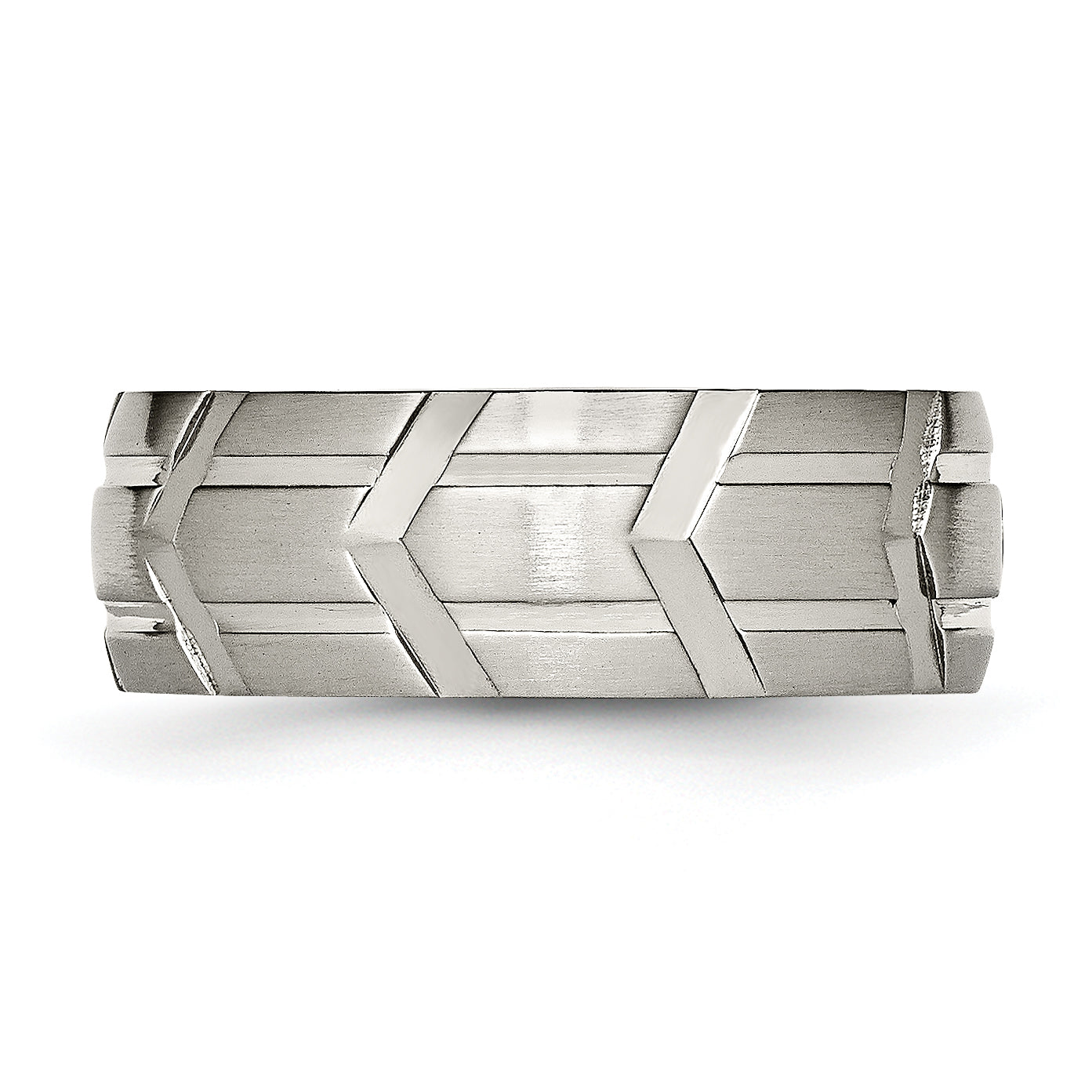 Brushed & Polished Wedding Band in Titanium, 8mm