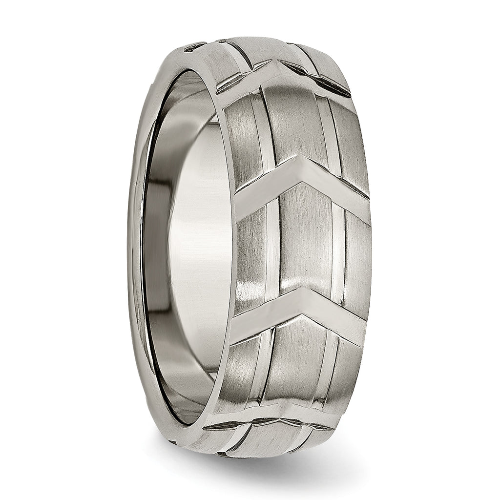 Brushed & Polished Wedding Band in Titanium, 8mm