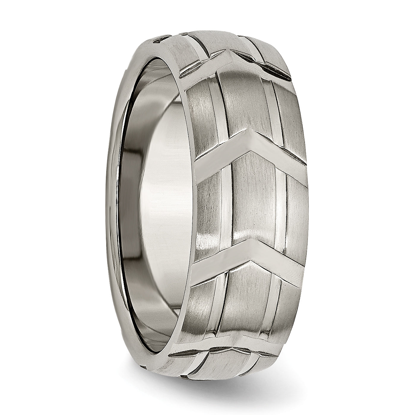 Brushed & Polished Wedding Band in Titanium, 8mm