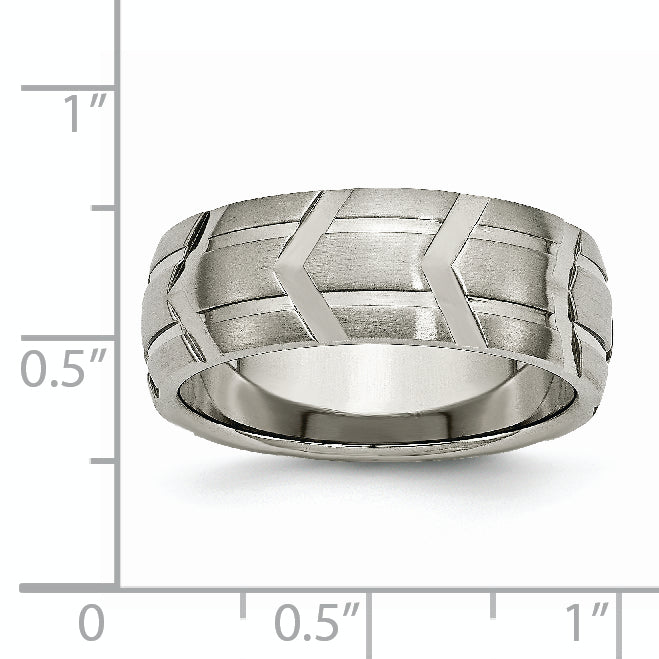 Brushed & Polished Wedding Band in Titanium, 8mm