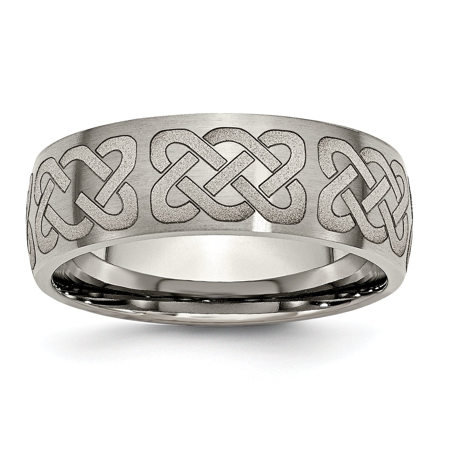 Titanium Brushed Celtic Laser Design 8mm Band Main image