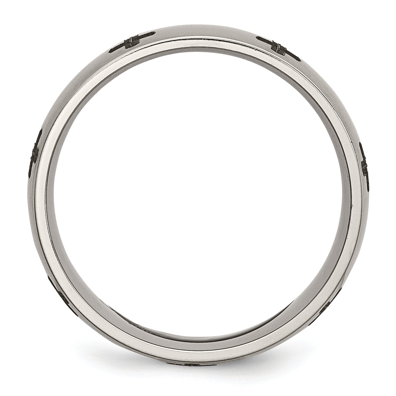 Titanium Unisex Wedding Band with Laser Design and Engravable Finish