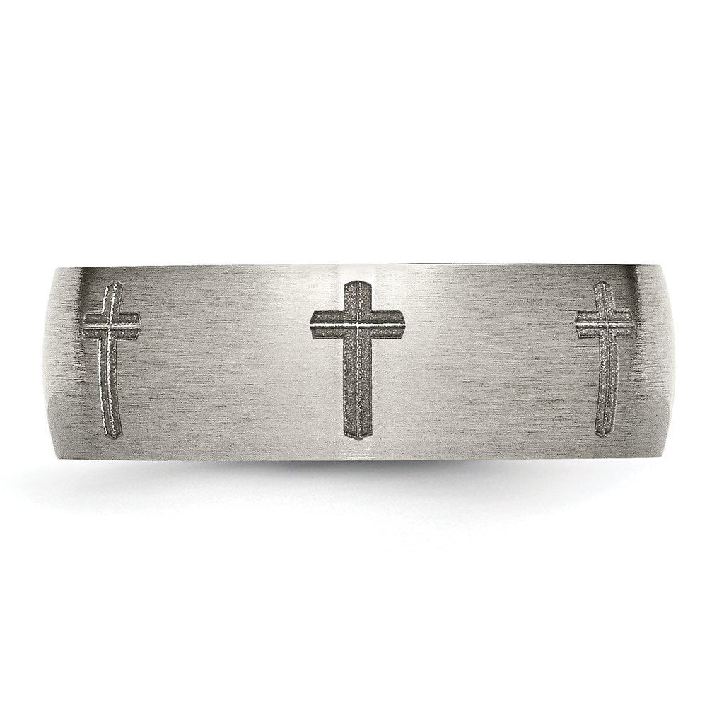 Titanium Unisex Wedding Band with Laser Design and Engravable Finish