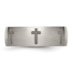 Titanium Unisex Wedding Band with Laser Design and Engravable Finish