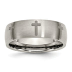 Titanium Brushed Cross Laser Design 8mm Band