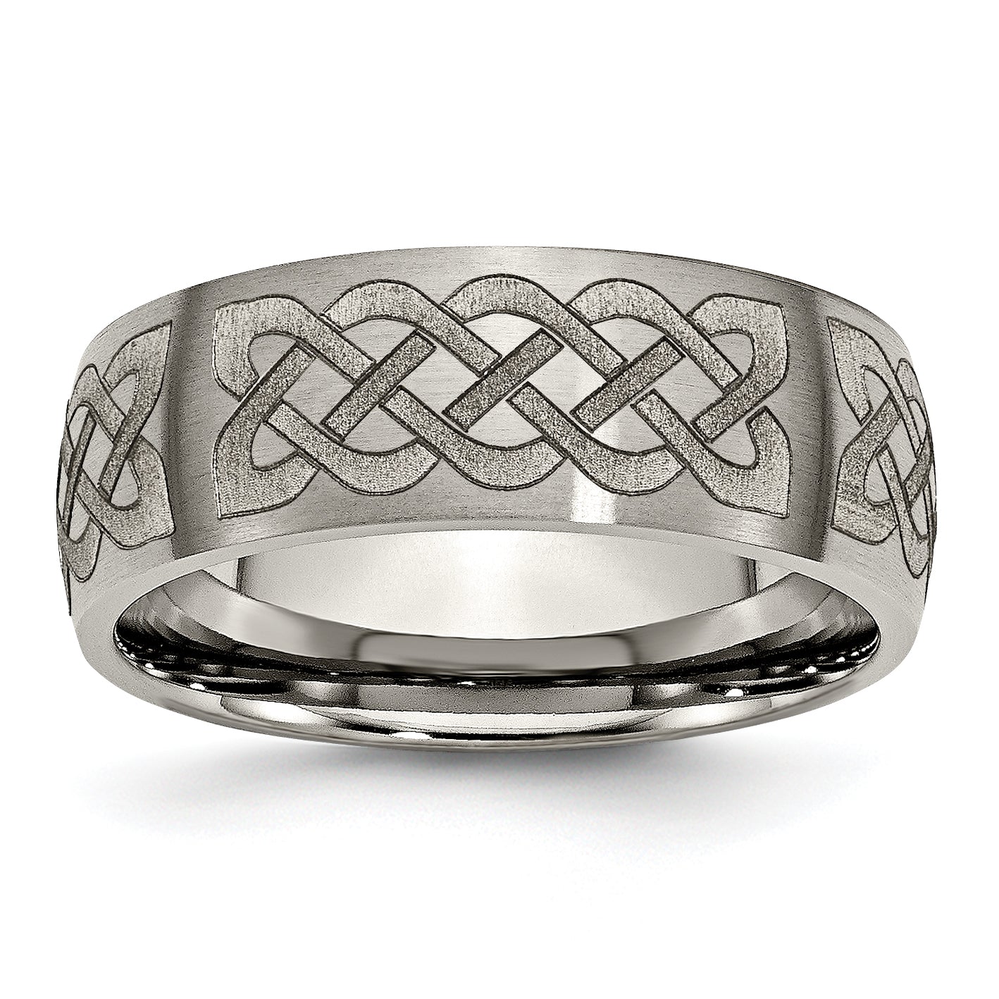 Titanium Brushed Celtic Laser Design 8mm Band