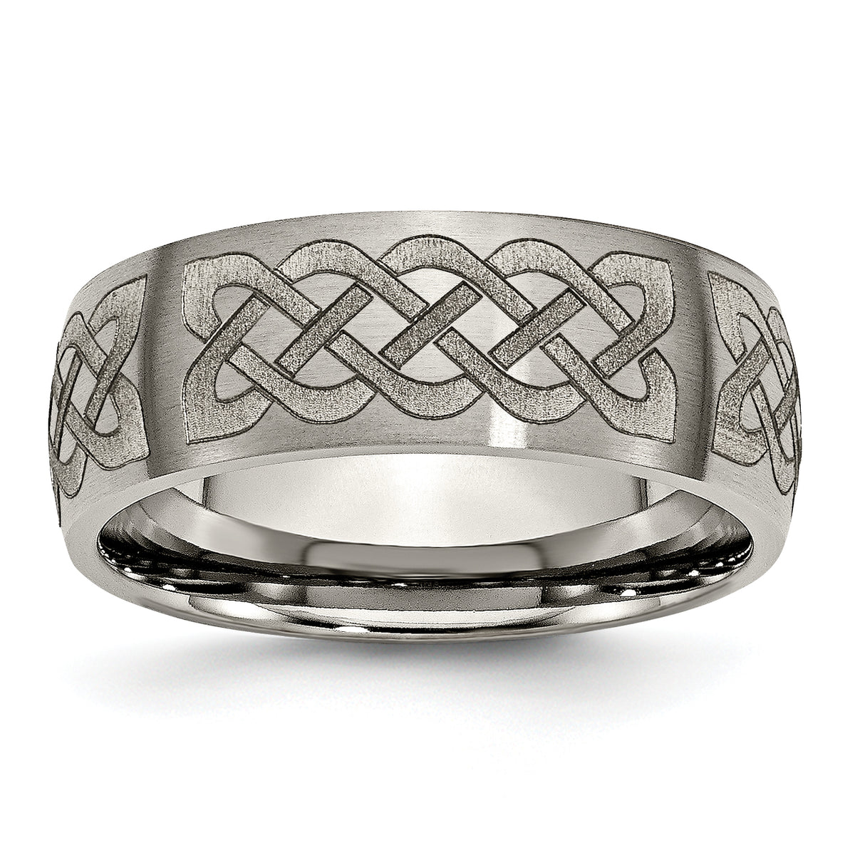 Titanium Brushed Celtic Laser Design 8mm Band