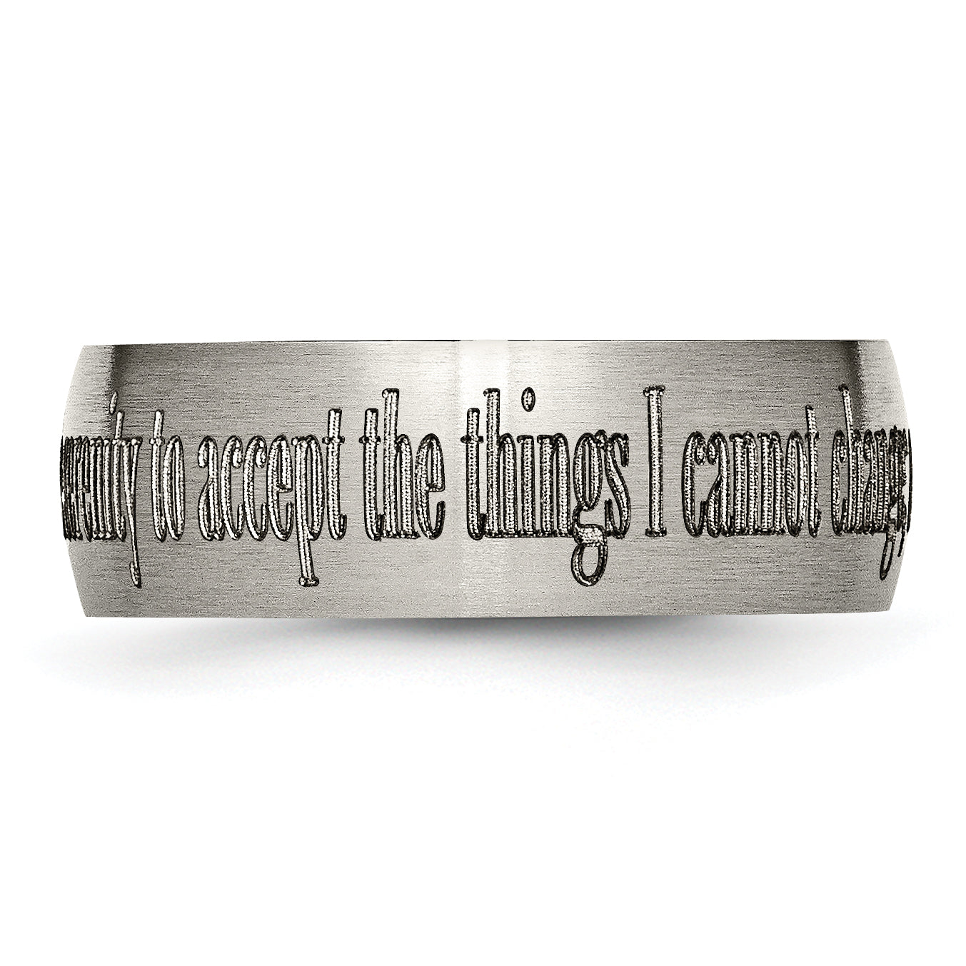Titanium Serenity Prayer Unisex Wedding Band with Laser Design