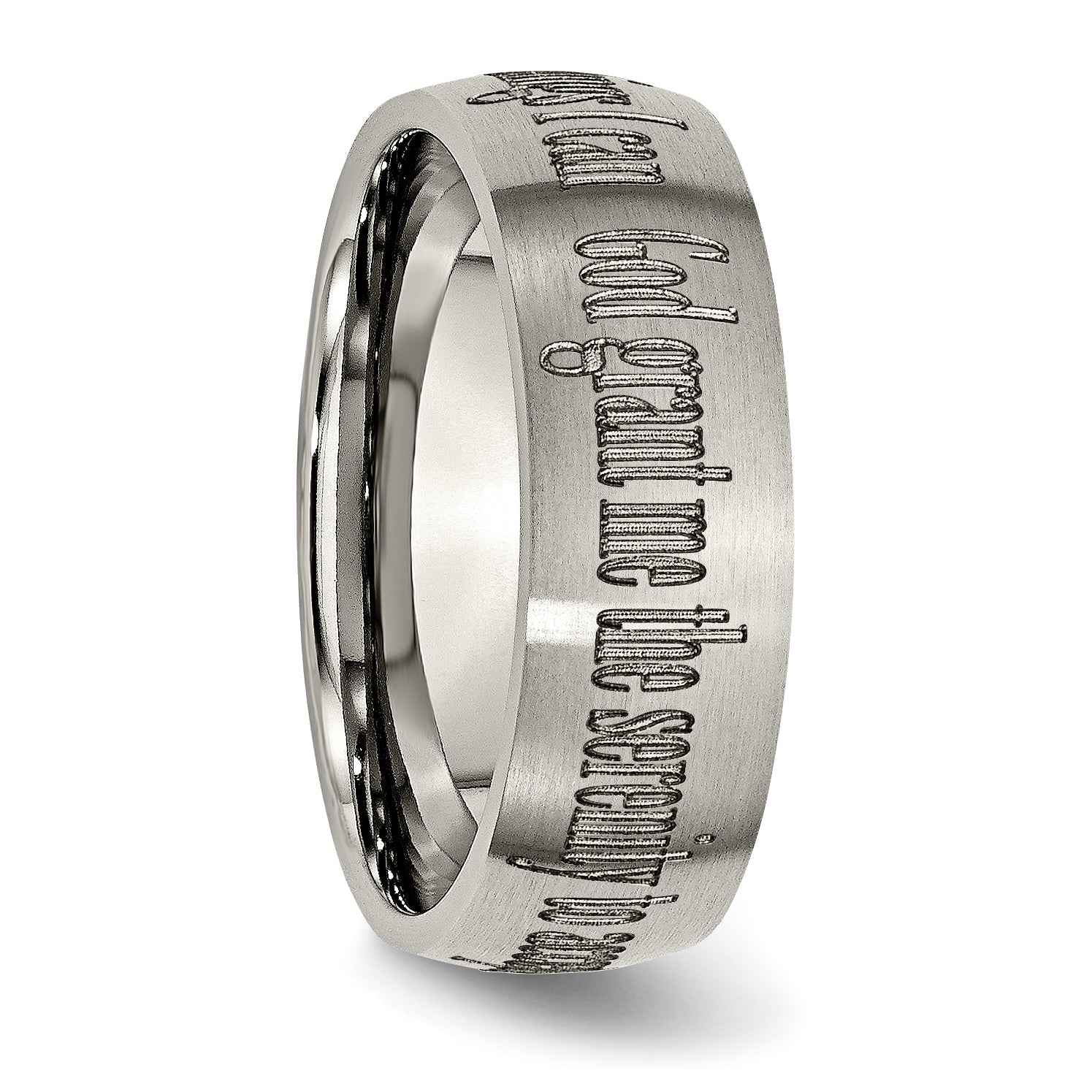 Titanium Serenity Prayer Unisex Wedding Band with Laser Design
