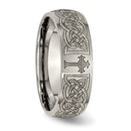 Titanium Celtic Cross Wedding Band with Engravable Brushed Finish