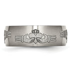 Titanium Claddagh Wedding Band with Laser Design and Engraving Option