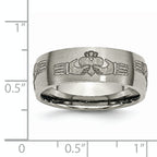 Titanium Claddagh Wedding Band with Laser Design and Engraving Option