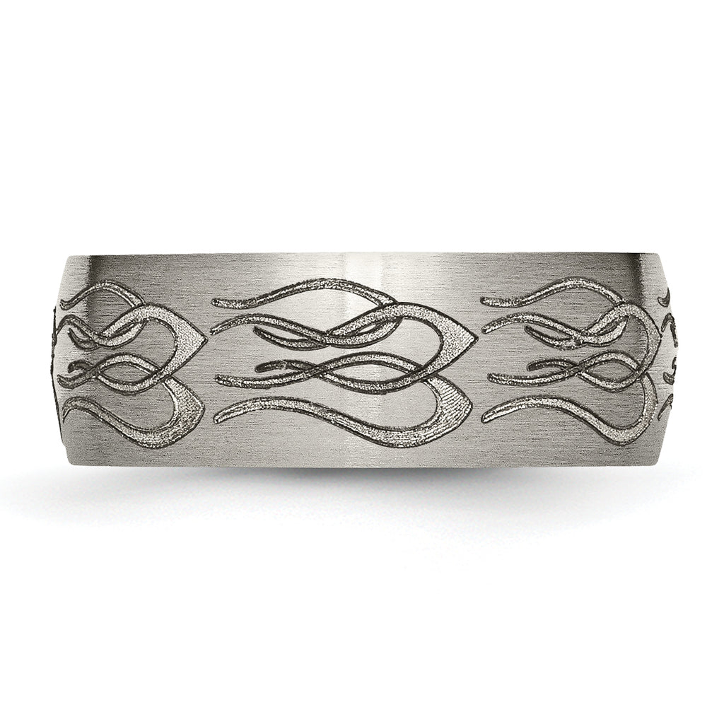 Sophia Jewelers Titanium Unisex Wedding Band with Laser Design Engravable
