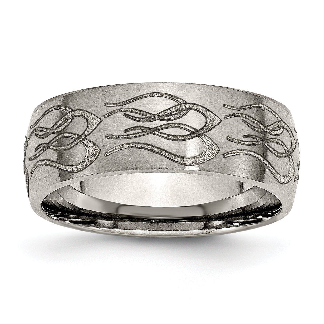Titanium Brushed Flame Laser Design 8mm Band Main image