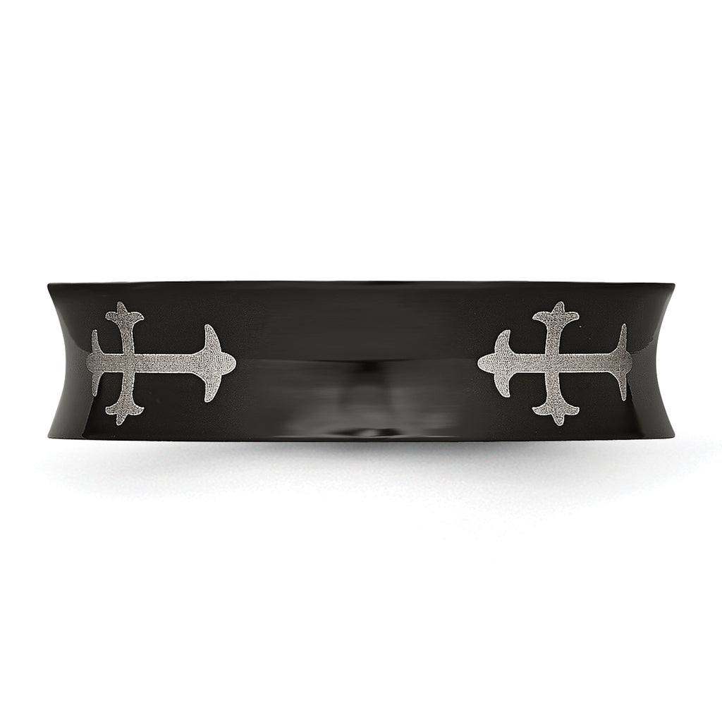 Cross Black IP-Plated Wedding Band in Titanium, 6mm