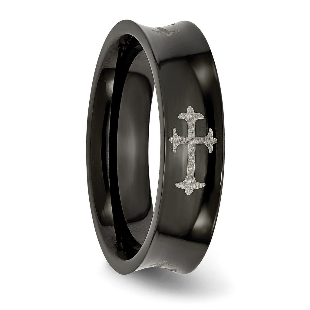 Cross Black IP-Plated Wedding Band in Titanium, 6mm