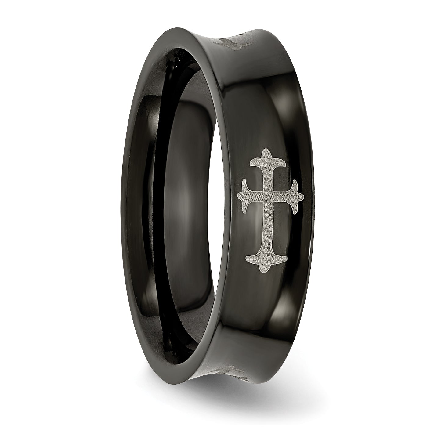 Cross Black IP-Plated Wedding Band in Titanium, 6mm